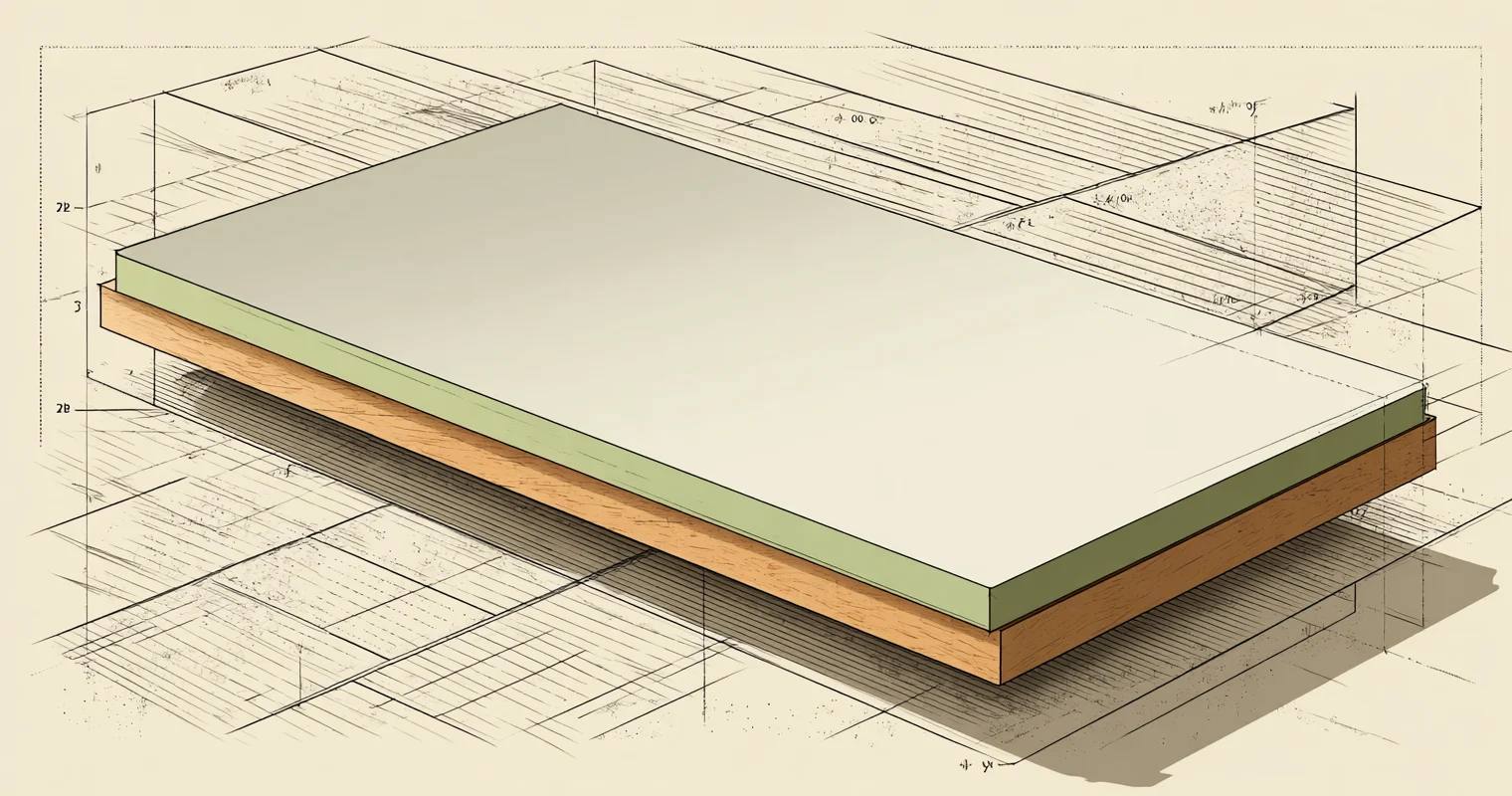 Illustrated cross-section of a layered anti-fatigue mat.